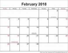 Image result for 2018 February Calendar Free PDF Printable