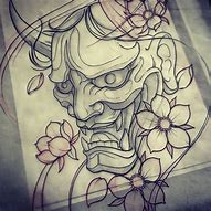 Image result for Japanese Mask Tattoo Designs Drawings