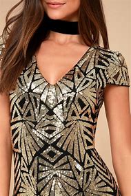 Image result for Black and Gold Sequin Dress