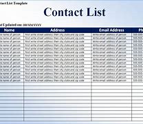 Image result for Phone Contact List Template Excel
