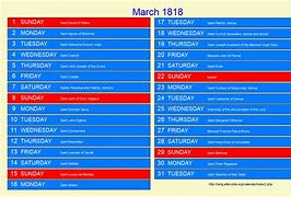 Image result for March 1818 Calendar