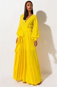 Image result for Yellow Long Sleeve Maxi Dress