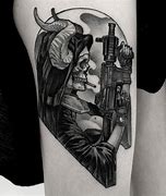 Image result for Skull Gun Tattoo