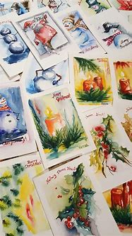 Image result for Original Watercolor Christmas Cards