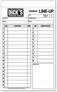 Image result for Printable Blank Lineup Cards