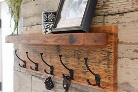 Image result for Rustic Wall Shelf with Hooks