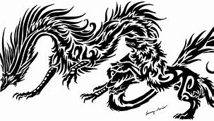 Image result for Tribal Wolf and Dragon