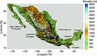 Image result for Elevation Map of Mexico