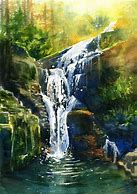 Image result for Realistic Waterfall Drawings