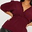 Image result for Burgundy Wrap Over Fitted Women's Top