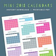 Image result for Free Printable Mini Calendars 2018