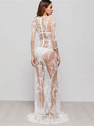 Image result for White Flower Embroidered Sheer Mesh Maxi Dress