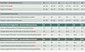 Image result for rugby gear size guide