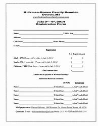 Image result for Family Reunion Registration Forms Printable