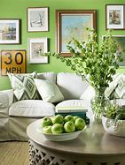 Image result for Cottage Living Room Lime Green Sofa and Walls