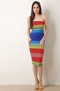 Image result for Multicolor Horizontal Striped Dress