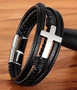 Image result for Gold Leather Bracelet Men