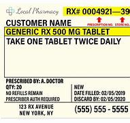 Image result for Prescription Medication Label
