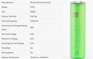 Image result for 18650 Battery Size Chart