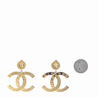 Image result for Chanel Metal Large Paris Button Earrings Gold