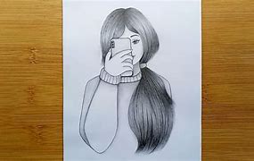 Image result for Cute Girl Drawings with Phone