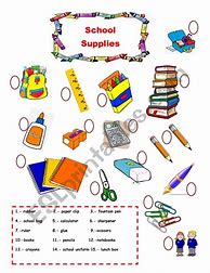 Image result for School Supplies Worksheet