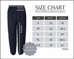 Image result for Sweatpants Size Chart