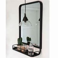 Image result for Black Metal Mirror with Shelf