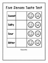 Image result for 5 Senses Taste Test Worksheet