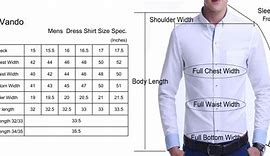 Image result for Long Sleeve Dress Shirt Size Chart