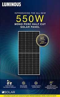 Image result for Luminous Solar Panel Data Sheet