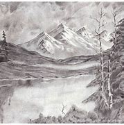 Image result for Mountain River Landscape Drawing Pencil