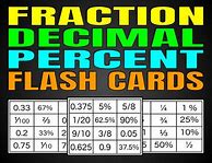 Image result for Decimal Fraction Percent Flashcards