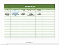 Image result for Password List Template Excel