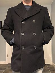 Image result for Navy Pea Coat No Collar