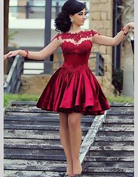 Image result for Deep Red Lace Cocktail Dress