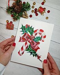 Image result for Watercolor Painted Christmas Cards