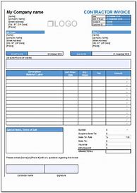 Image result for Blank Contractor Invoice Template