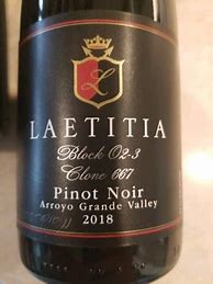 Image result for Laetitia Pinot Noir Black Label Block O2 4 5 Clone 2A