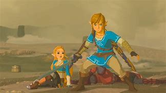 Image result for BOTW Link Holding Zelda