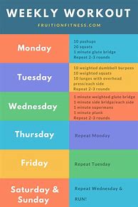 Image result for Weekly Fitness Plan