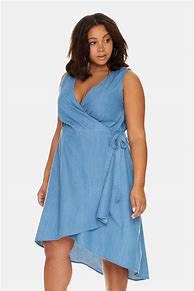 Image result for Plus Size Denim Wrap Dress