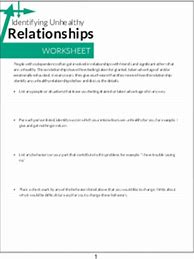 Image result for Unhealthy Relationships Worksheets