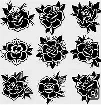 Image result for Trad Rose Tattoo Stencil