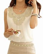 Image result for White Chiffon Blouses for Women