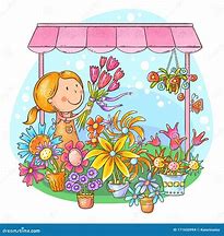 Image result for Girl Selling Flowers On a Basket Cartoon
