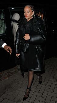 Image result for Rihanna Black Coat