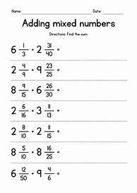 Image result for Addition of Mixed Numbers Worksheet
