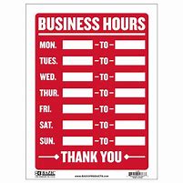 Image result for Business Hours Sign