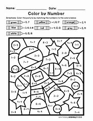 Image result for First Grade Color by Number